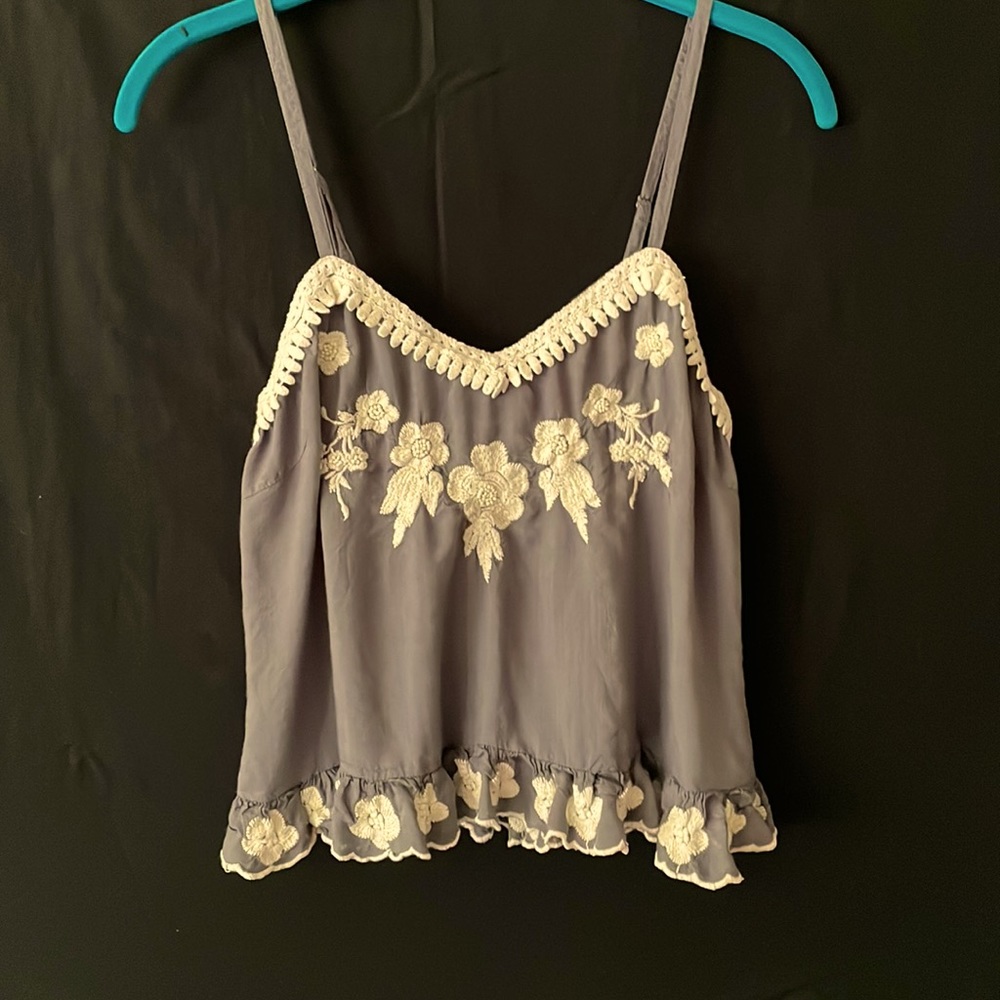 Embroidered and beaded top